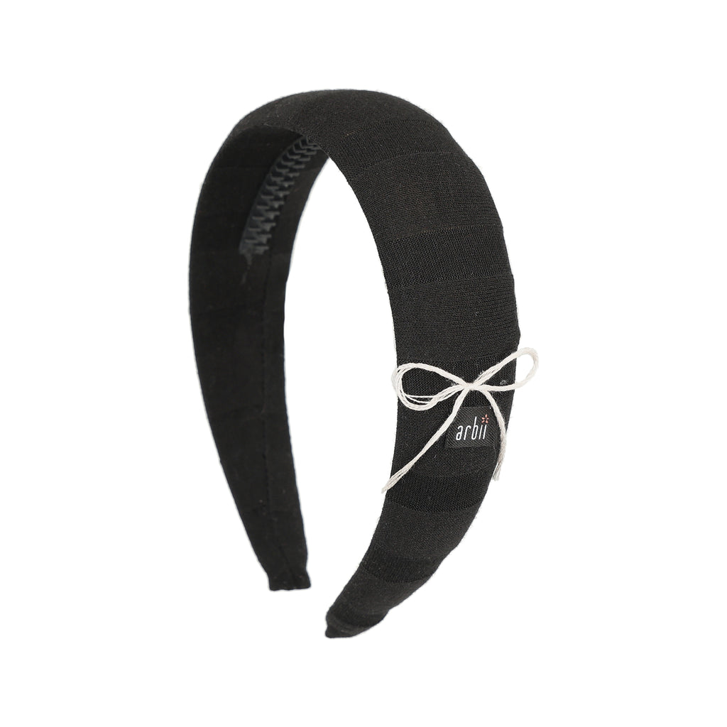 Black Wide Ribbed Headband with Bow Detail – arbiilabel