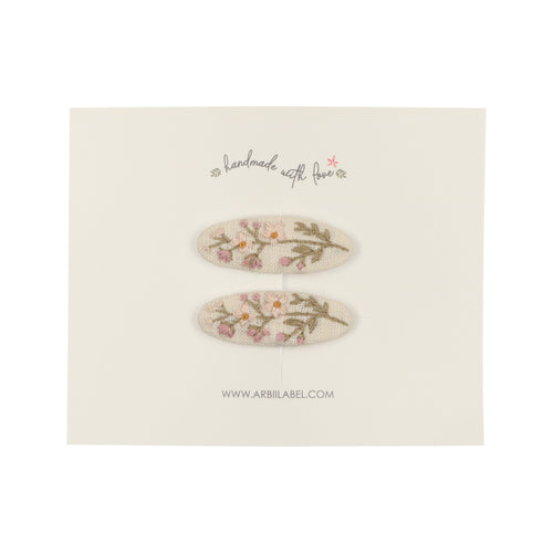 Mini Oval Floral Branch Embroidered Clips