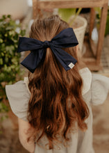 Navy Silk Big Bow Clip