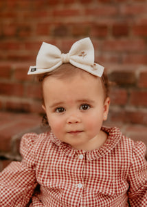 Ivory Silk Embroidered Dolly Bow