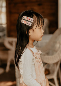 Pink Velvet Embroidered Clips