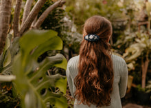 Navy Floral Embroidered Barrette