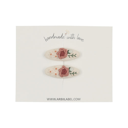 Mini Embroidered Roses Clips