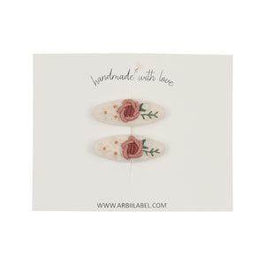 Mini Embroidered Roses Clips