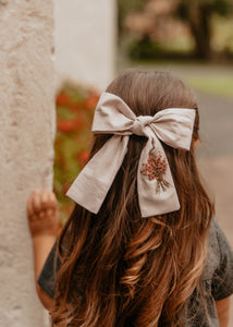 Big Bow with Bouquet Embroidery