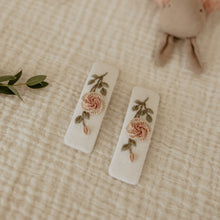 Pink Rosette Embroidered Clips