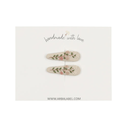Mini Budding  Branch Embroidered Clips