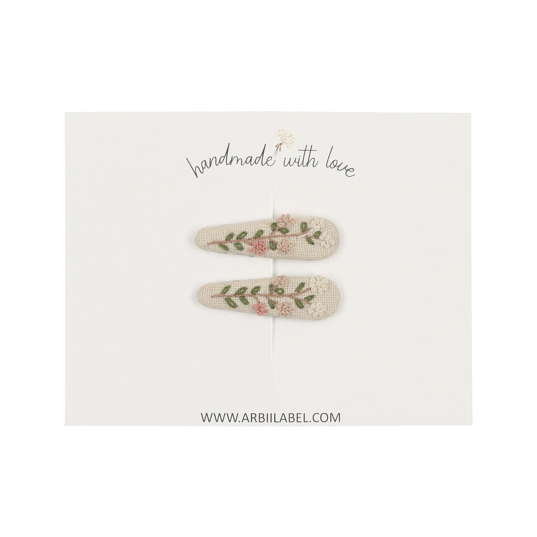Mini Budding  Branch Embroidered Clips