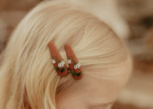 Mini Brown Rustic Embroidered Clips