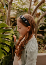 Navy Floral Embroidered Headband