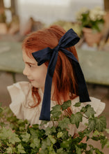 Navy Silk Oversized Thin Bow