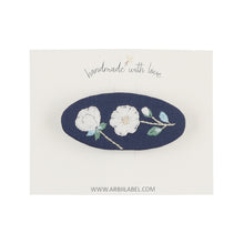 Navy Floral Embroidered Barrette