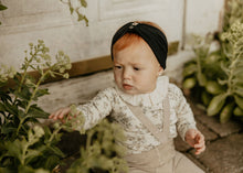 Black Ribbed Turban with Embroidery