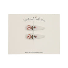 Mini Ribbed White Rose Embroidered Clips