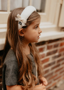 Ivory Classic Headband with Lace Detail