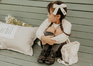 Ivory Velvet Bow with Vintage Embroidery