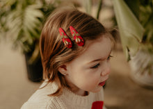 Mini Red Rose Bud Embroidered Clips