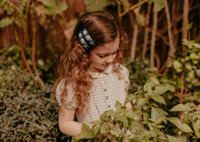 Navy Floral Embroidered Clips