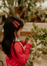 Red Rose Bud Embroidered Clips