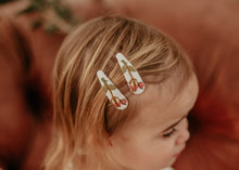 Mini White Rose Bud Embroidered Clips