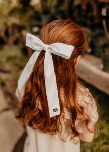 White Silk Oversized Thin Bow
