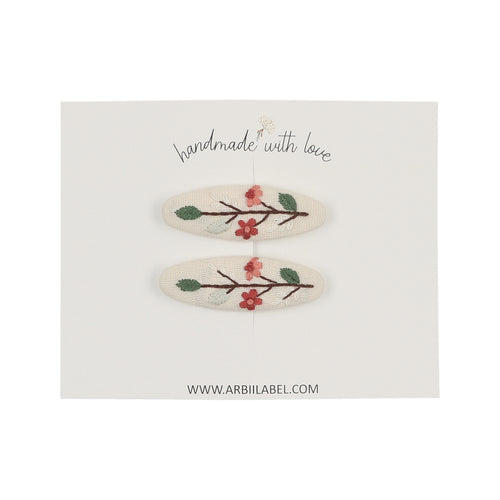 Embroidered Sorbet Branch Clips