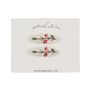 Embroidered Sorbet Branch Clips