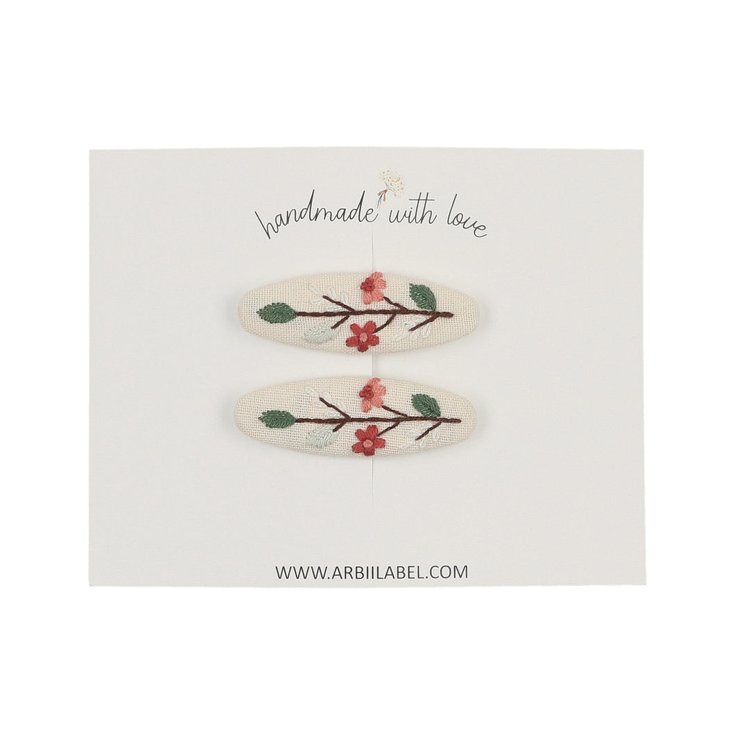 Embroidered Sorbet Branch Clips