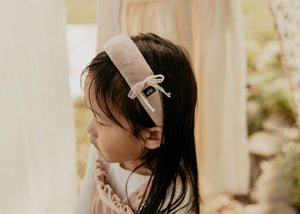 Pink Velvet Padded Headband with Lace Detail
