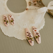 Mini Pink Blooming Buds Embroidered Clips