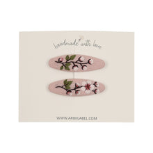 Pink Blooming Buds Embroidered Clips
