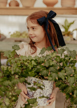 Navy Silk Oversized Thin Bow