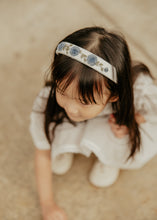 Blue Embroidered Rosette Headband