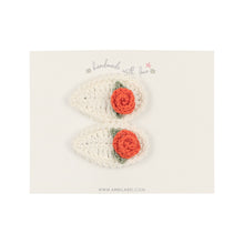 White/Coral Crochet Mini Flower Set
