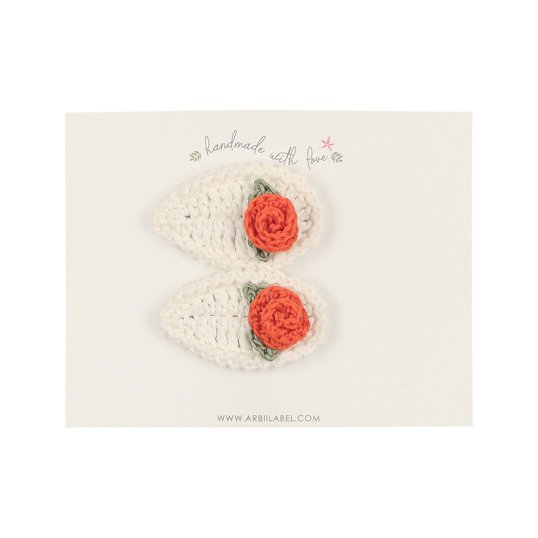 White/Coral Crochet Mini Flower Set