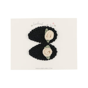 Black/Ivory Crochet Mini Flower Set