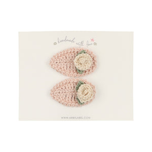 Pink/Ivory Crochet Mini Flower Set