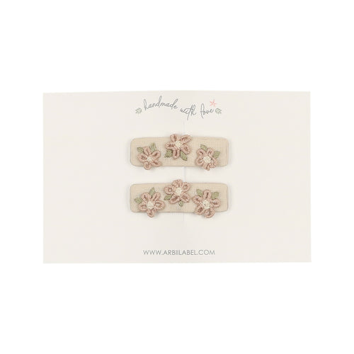 Mini Tri Flower Embroidered Clips