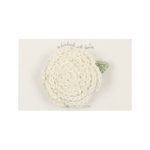 Ivory Crochet Flower Clip