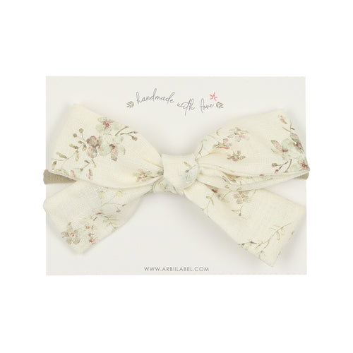 Ivory Linen Floral Baby Bow