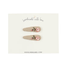 Mini Ribbed Rose Embroidered Clips
