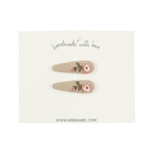 Mini Ribbed Rose Embroidered Clips