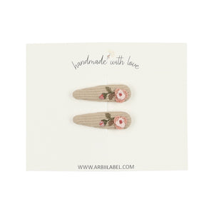 Mini Ribbed Rose Embroidered Clips