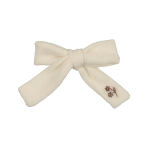 Ivory Velvet Bow with Vintage Embroidery