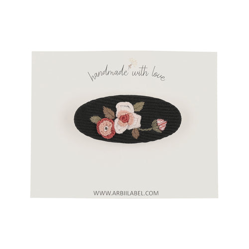 Black Ribbed Rose Barrette