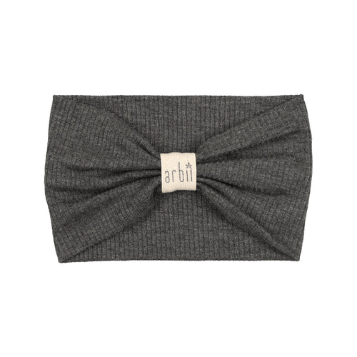 Charcoal Grey Ribbed Logo Turban