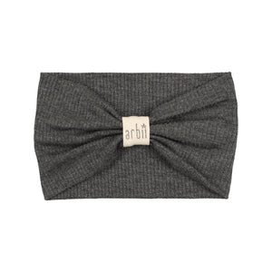 Charcoal Grey Ribbed Logo Turban