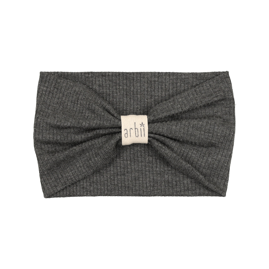 Charcoal Grey Ribbed Logo Turban