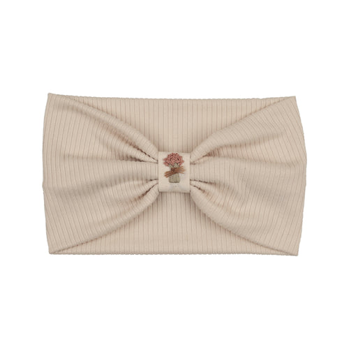 Ivory Ribbed Turban with Embroidery