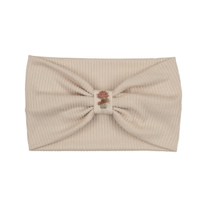 Ivory Ribbed Turban with Embroidery